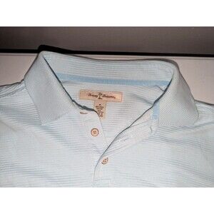 Tommy Bahama Polo Shirt Mens Large Light Blue Pique Marlin Logo Golf Casual